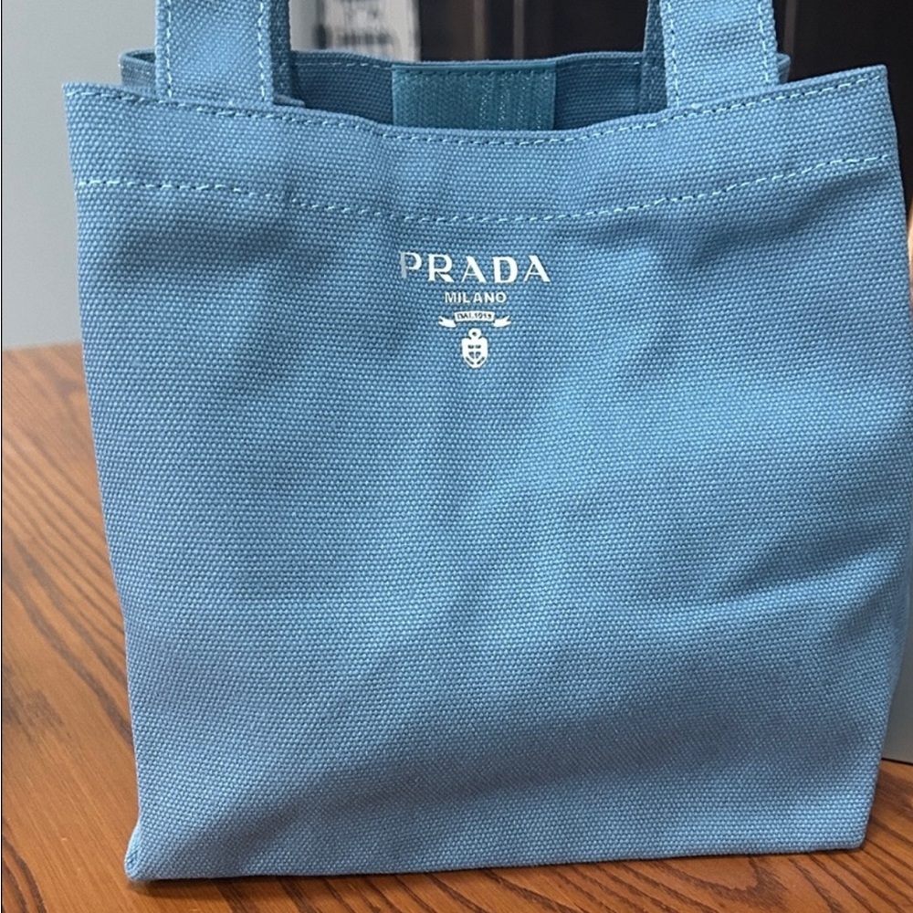 Prada Milano✨🩵🩶Blue Canvas Tote Bag